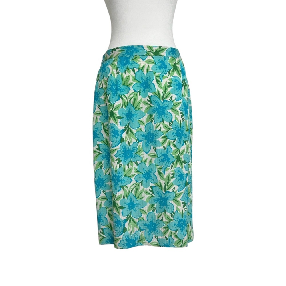 Vintage Talbots Pure Silk Quilted Floral Botanical Coastal Resortβ Skirt (10)